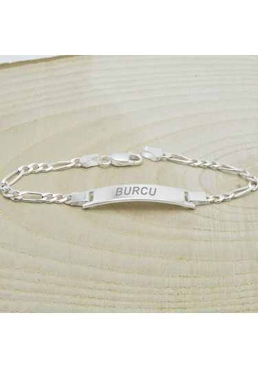 İsim Yazılı Gümüş Bebek Künye Çocuk Bileklik  Csb01