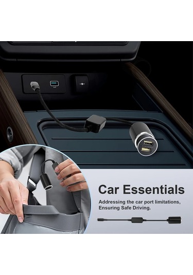 Honeybeeshop 1 Bilgisayar 1 Veya 2 Adet Usb C Erkek 12v Sigara Çakmak Adaptörü Hızlı 18w Şarj Kompakt Araç Güç Dönüştürücü Kablosu Dash Cam Led Işıklar Gps İçin