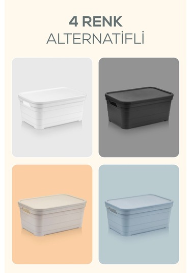 4'lü Kapaklı 5 Litre Saklama Kutusu Antrasit Antrasit