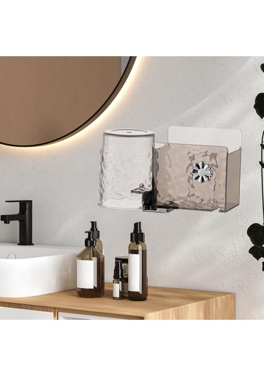 Homyl 3 In 1 Diş Fırçası Tutucu Çok Amaçlı Kolay Kurulum Gri