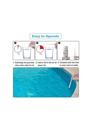 Pazly 50 Adet Havuz Spor Salonu Su Kalitesi Test Stripleri Ph Klor Brom Alkali Ölçümü
