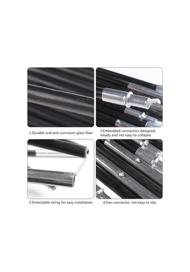 Ganzhoushop Y8245-3 Kamp Hallow-3.9m Elyaf Direği Değiştirme Çubuğu Cam Çadır Çadır Vw Siyah