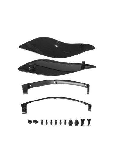 Geeroyoo Harley Davidson İçin Abs Malzeme Siyah Yan Kanatlık Kit - 300x78mm