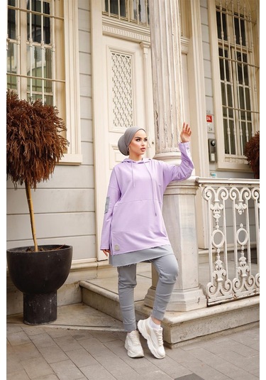Pamuklu Tunik Pantolon Eşofman Takım Trn2030 Lila 001
