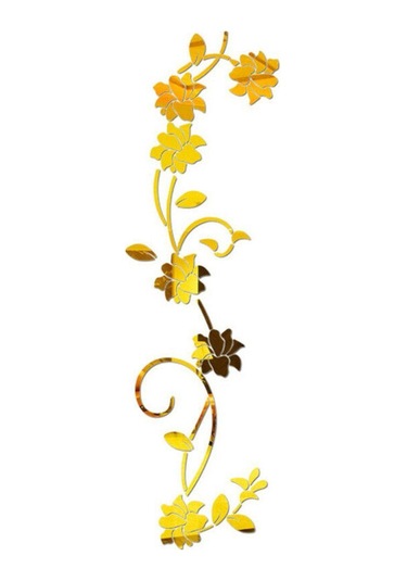 Çıkarılabilir 3d Sanat Duvar Resmi Çiçek Şekli Ayna Duvar Çıkartmaları Çıkartma Altın