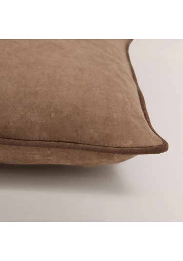 Efe Biye Detaylı Düz Kırlent Kılıfı Kahverengi