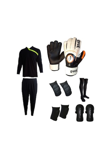 Evox Kaleci Forma,Pantolon,Dizlik,Dirseklik,Çorap,Tekmelik,Eldiven Set (364138776) Siyah