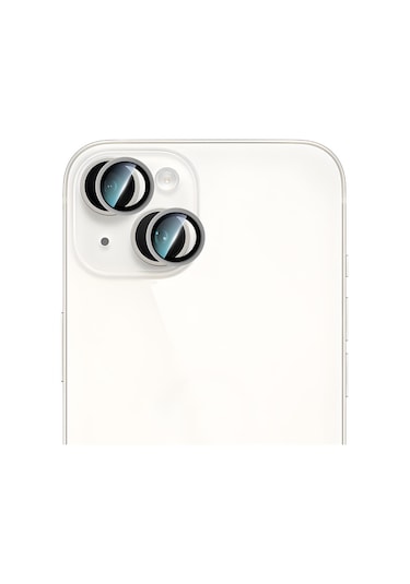 Apple iPhone 15 Uyumlu Caseworld Alloy Serisi Oleofobik Anti Reflective Kamera Lens Koruyucu Gümüş