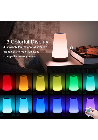 Led Gece Lambası, Komodin Lambası, Renkli Dokunmatik Gece Lambası, Uzaktan Kumanda