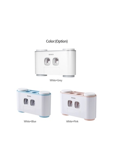 Geeroyoo Duvar Tipi Diş Fırçası Ve Macunluk Seti, 5 Fırça Yuvası, 4 Bardak, 2 Macunluk, Kolay Kurulum, Gri Beyaz