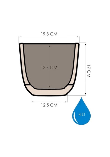 Omnipazar Krs-384 Dekoratif Plastik Mercan Kare Saksı 4 Litre No 4 Bej