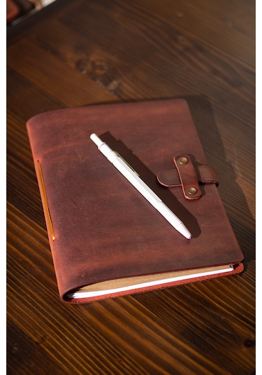 Kişiye İsme Özel Hakiki Deri A5 Defter / Ajanda Rose