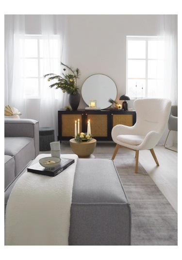 Mode Soft Puf 19 Gri Keten Kumaş İşbir Sünger Dairenize Teslim