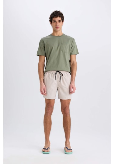 Defacto Regular Fit Kısa Boy Yumuşak Tuşeli Deniz Şortu E0993ax25hsbg187 Bej