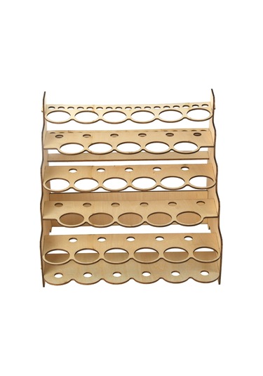 Padalink Ahşap Pigment Rafı - 28 Delikli 35mm Çap Boya Ve Fırça Organizasyonu - Kolay Montajlı Diğer