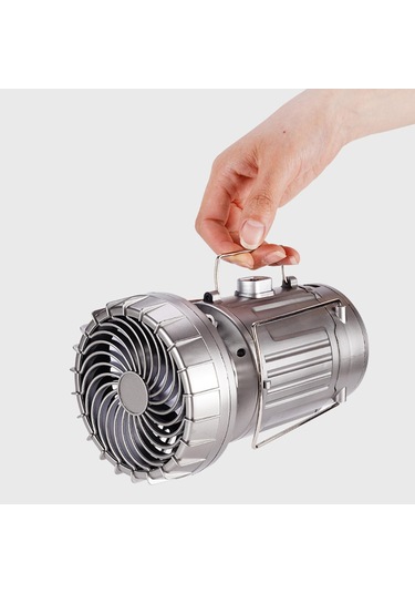 Homyl Güneş Enerjili Kamp Feneri Fanlı Elektrikli Fan Gümüş Gümüş