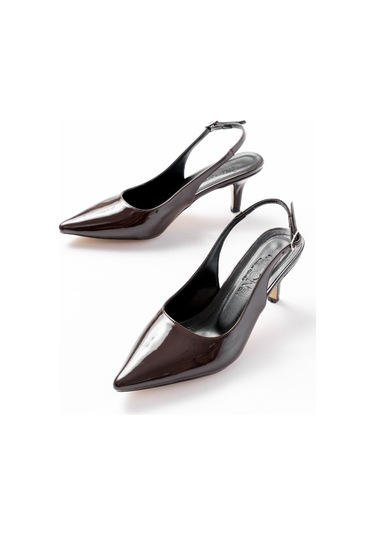 St-1152 Kahve Rugan Günlük 7 Cm Topuklu Kadın Ayakkabı Kahve