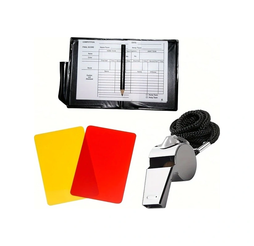 Elmpaly Polychromatic Futbol Hakem Ve Koç Seti Dayanıklı Pvc Kırmızı Sarı Kart Düdük