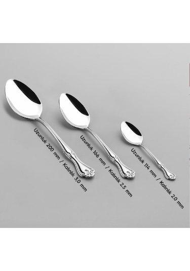 Nehir Lalezar Sade Tatlı Kaşık 12'li Gümüş