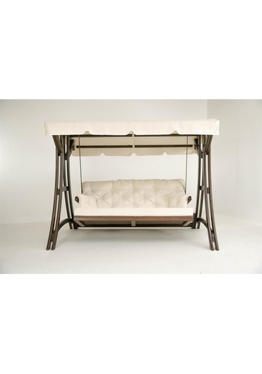 Akasya Ladin Ahşap Salıncak Dış Mekan Bahçe, Teras Salıncağı -krem Krem