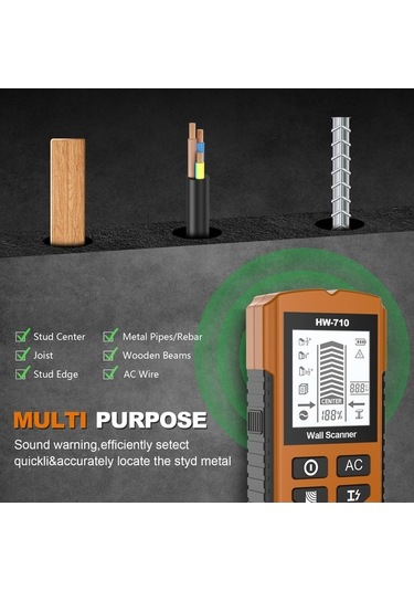 Pazly 5'i 1 Arada Akıllı Dübül/direk Dedektörü & Metal Tarayıcı: Hd Ekran, Ses Alarm, Duvar Ve Zemin Metal Dedektörü