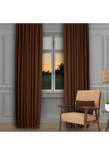 Açık Kahve Ada Fon Perde Normal Pile 1'e 2,5 Pile-açık Kahve Açık Kahverengi