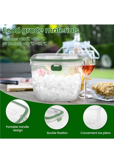 Ulzyvf Yeşil Kapaklı Buz Kovası, Tong Mühürlü Konteyner, Buz Kovası Kapalı Yeşil