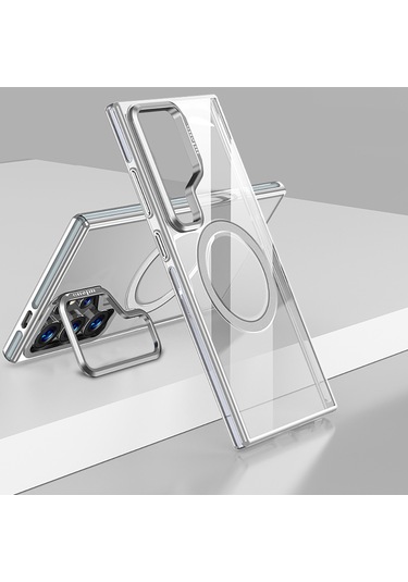 Galaxy S25 Ultra Kılıf Magsafe Uyumlu Wlons Standlı Efsane Kapak Gri