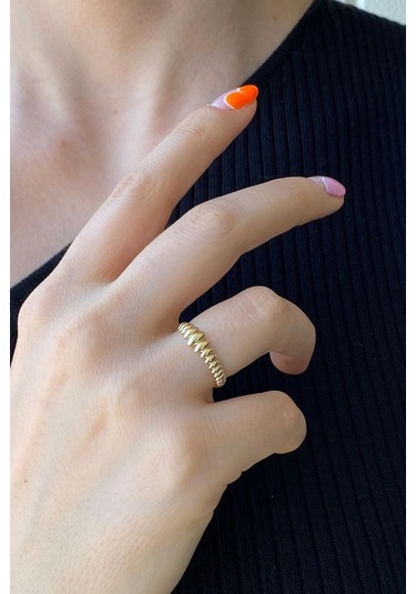 Zümrüt Sarraf 14 Ayar Yeşil Altın Kadın Suzme Burgu Yüzük 553891747