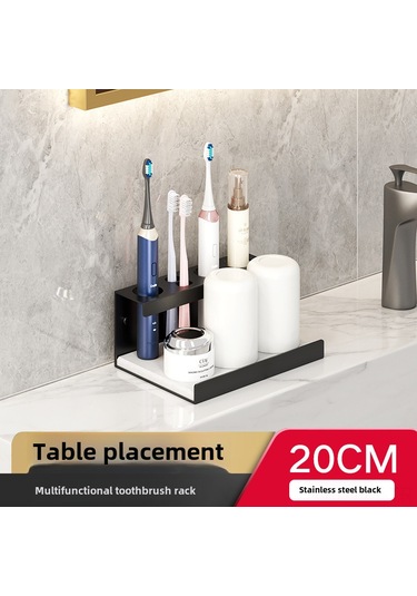 Dianziye Duvar Tipi Diş Fırçası Tutucusu - Delme Yok Kurulum, Elektrikli/ağır Diş Fırçası Uyumlu, Multifonksiyonel, Siyah, 20cm - Banyo Düzenleyici Diğer
