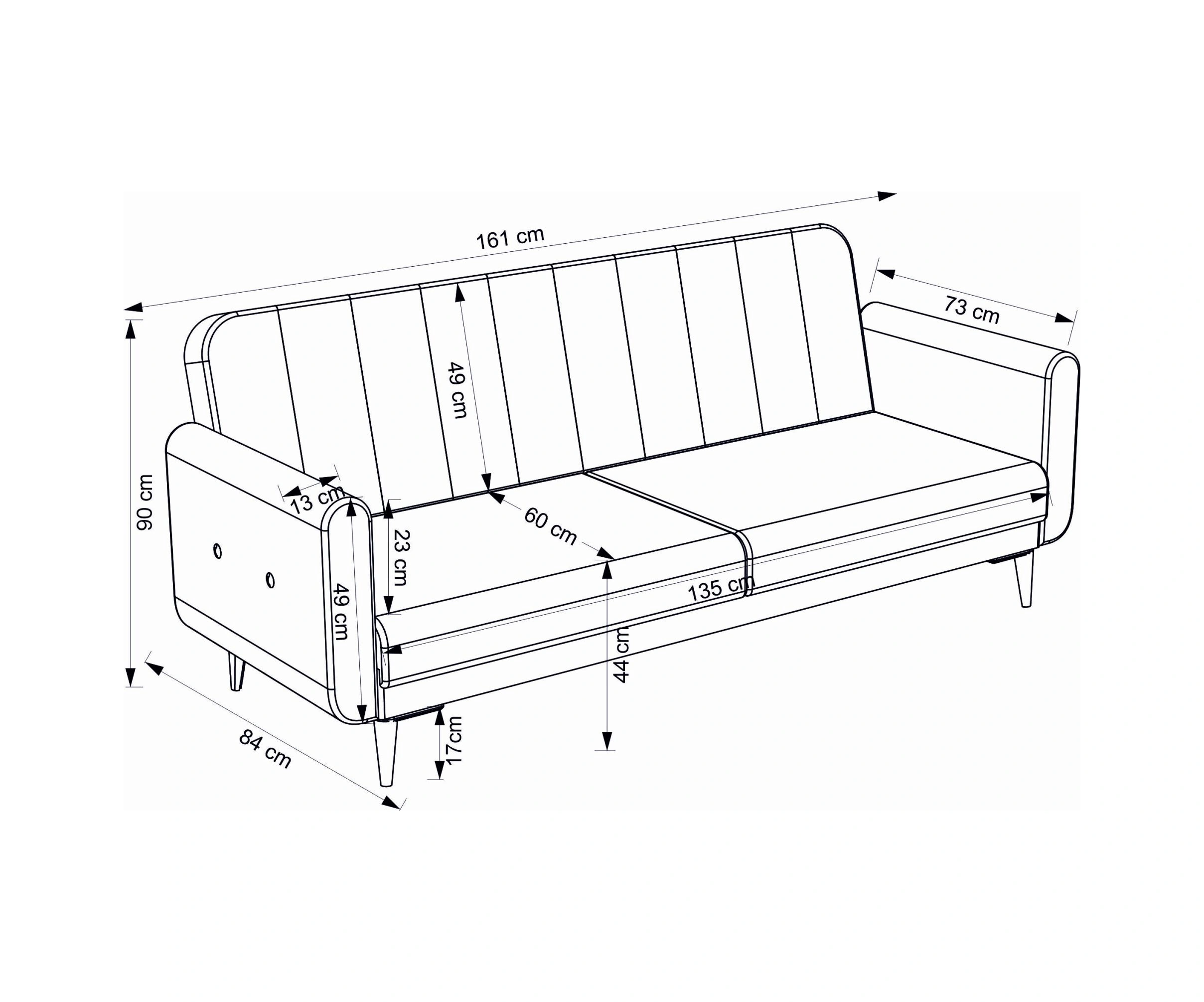 Bona 2'li Koltuk - Ceviz Ayak Valebo-03 Bej