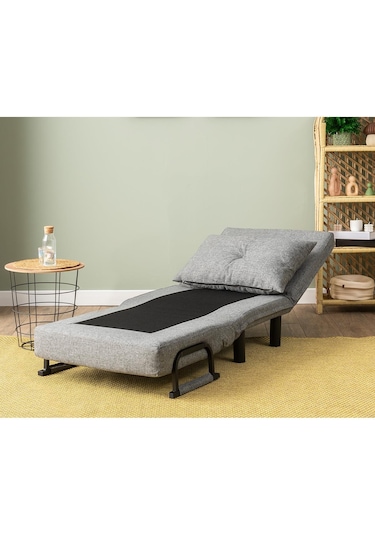 Pafu Sento Tekli Katlanır Yataklı Koltuk - Keten Açık Gri Açık Gri