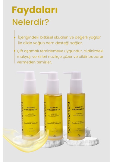 Bade Natural Jojoba Ve Skualan İçerikli Makyaj Temizleme Yağı 100 ML