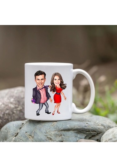 Kişiye Özel Bardak - Karikatür Bardak - Sevgili Bardağı Beyaz