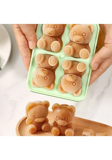 Ximistore9 Turuncu Ayı Figürlü Buz Kuvetleri, Evde Ve Partilerde Kullanıma Uygun Buz Şekillendirici Kalıbı Çok Renkli