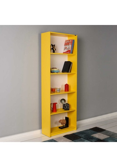 Adoremobilya Modern 5 Raflı Kitaplık - Sarı