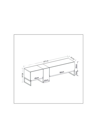 T0016 Kapaklı, Metal Ayaklı, Tv Sehpası, Tv Ünitesi - Antrasit/safir Meşe Antrasit/safir Meşe