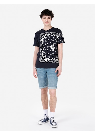 Colins Lacivertvert Erkek Tshirt K.Kol Cl1067707 Q1.V2 Nav Lacivert