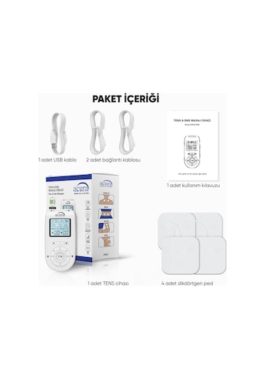 Acura Ac-933 Pro Şarj Edilebilir, Çift Kanallı 22 Programlı Profesyonel Tens Cihazı