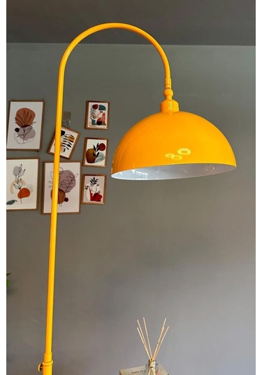 Dimmerli Işığı Ayarlanabilen Işığı Artırılıp Azaltılabilen Sarı Hareketli Başlık Metal Lambader Sarı