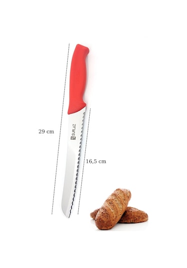 Red Serisi Mutfak Bıçak Seti Tırtıklı Ekmek Bıçağı 29.5 Cm