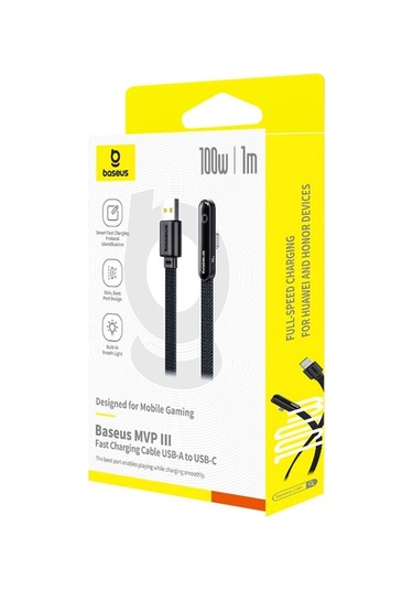 Pazly Baseus Mvp 3 1m 100w Usb'den Type-c'ye 90 Derece Dirsek Naylon Örgülü Veri Kablosu