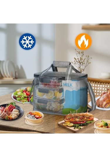 Jzcat- Pp Çanta 15 L, Soğutucu Çanta, Küçük, Katlanabilir, Yemek Siyah