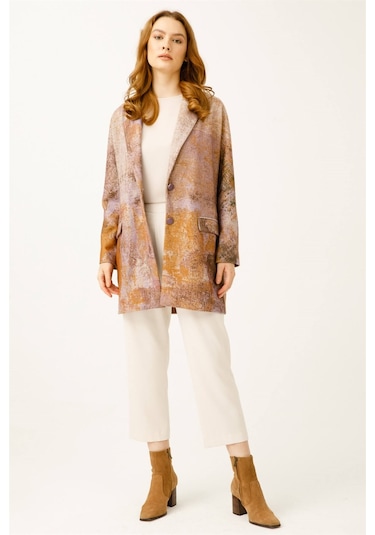 Özel Desenli Keçe Ceket Kaban Lila-lila Lila