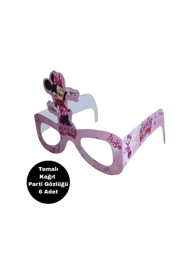 Minnie Mouse Temalı Kağıt Gözlük 6 Adet Parti Gözlüğü Tüm Yaşlar