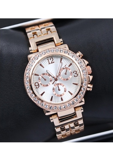 Rose Renk Taşlı Kadın Kol Saati