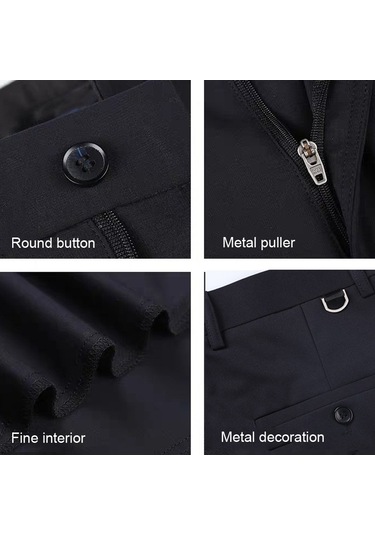 Sones Erkek Yaz İnce Günlük Pantolon Takım Pantolon Bol Düz Streç Soğuk İpek Pantolon Siyah