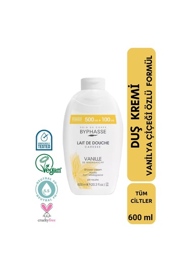 Byphasse Caresse Vanilya Çiçeği Özlü Kremli Duş Jeli 600 ML
