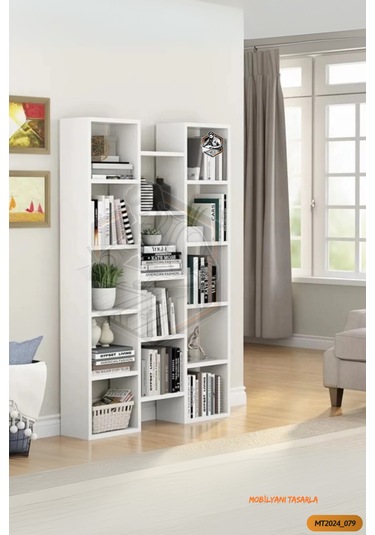Tamamı Mdf Bol Raflı Asimetrik Kitaplık
