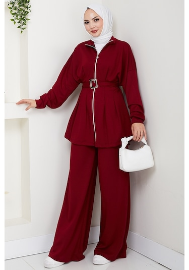Dilsa Kemerli Oysho İkili Takım 1607 - Bordo Bordo